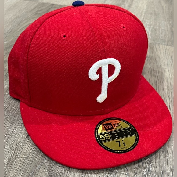 Phillies P 59FIFTY 7 1/8 Official MLB Like New New Era Structured Fitted Hat Cap - Picture 2 of 11